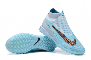 Футбольные бутсы (сороконожки) Nike Phantom GX Elite TF серо-голубые