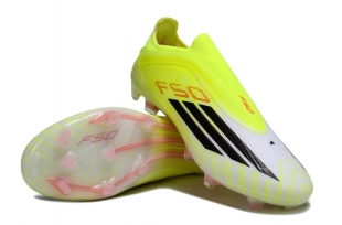 Футбольные бутсы Adidas F50 PRO FG зеленые без шнурков