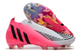 Детские футбольные бутсы Adidas Predator Edge+ FG розовые (без шнурков)