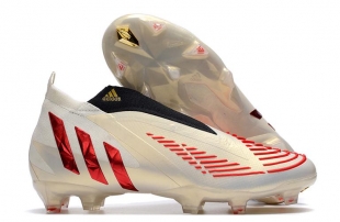 Детские футбольные бутсы Adidas Predator Edge+ FG бежевые (без шнурков)